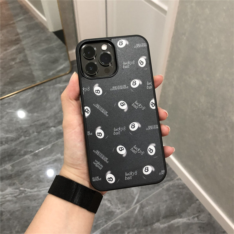韩国创意幸运黑球8适用于苹果14promax手机壳iPhone15个性14pro小众13pro磨砂硬壳带磁吸12情侣14男款保护壳