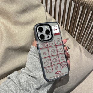 ins日韩简约可爱九宫格狗适用苹果17promax不会撞壳手机壳新款 iPhone17pro硅胶13透明14男女16全包防摔12情侣