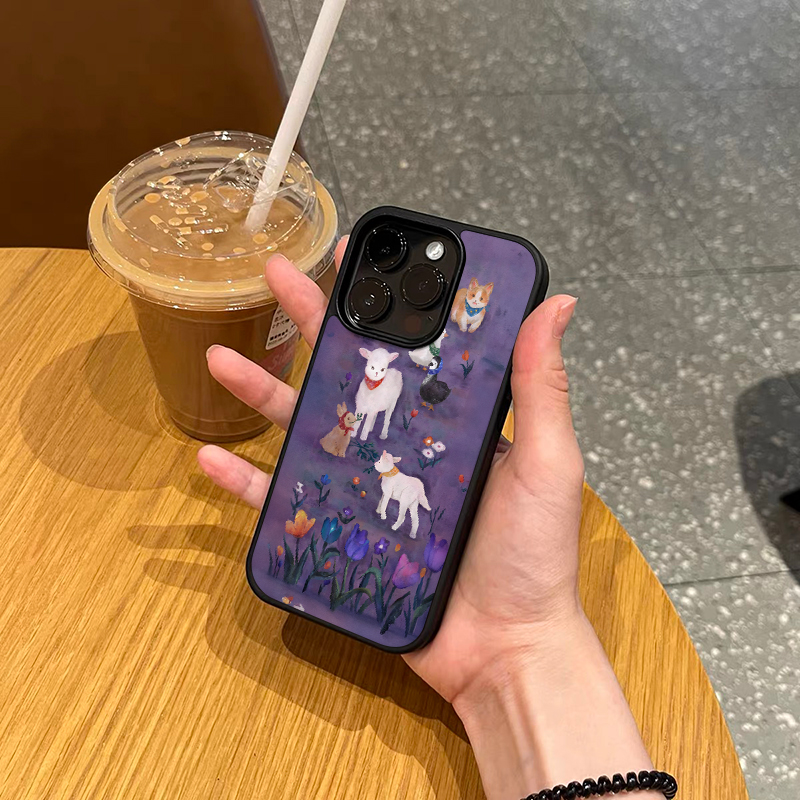 韩国ins风黑色磨砂苹果17手机壳