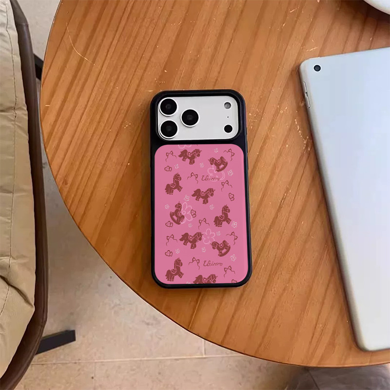 女生粉色木马 原创小众高级感适用iPhone17promax手机壳苹果16pro/15防摔14硬壳磨砂13黑色12全包14不会撞壳