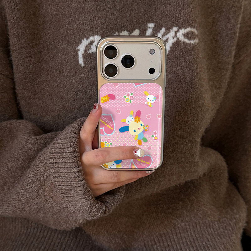 粉色小兔  原创小众高级感适用iPhone17promax手机壳苹果16pro防摔14硅胶软壳13银色12女生17不会撞壳15