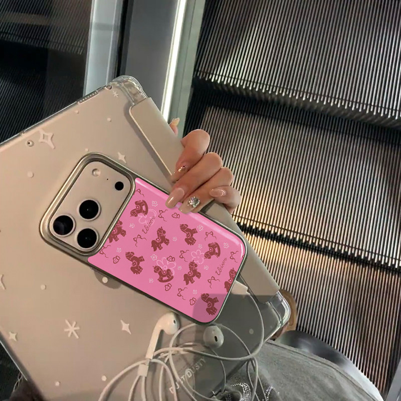 ins粉色木马银边电镀防摔壳