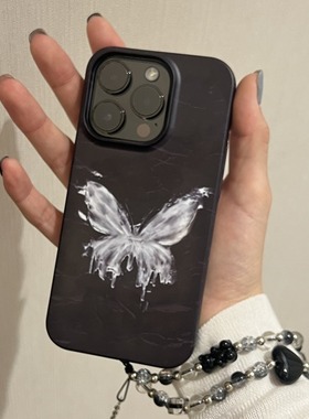 韩系高级感黑白系蝴蝶适用于苹果IPhon16pro/16promax/15/14/13/11/xr菲林小众新款不会撞壳的手机壳个性创意