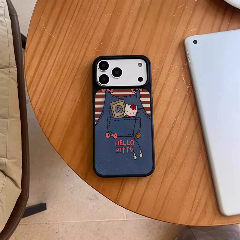 insKT猫磨砂黑防摔iPhone壳