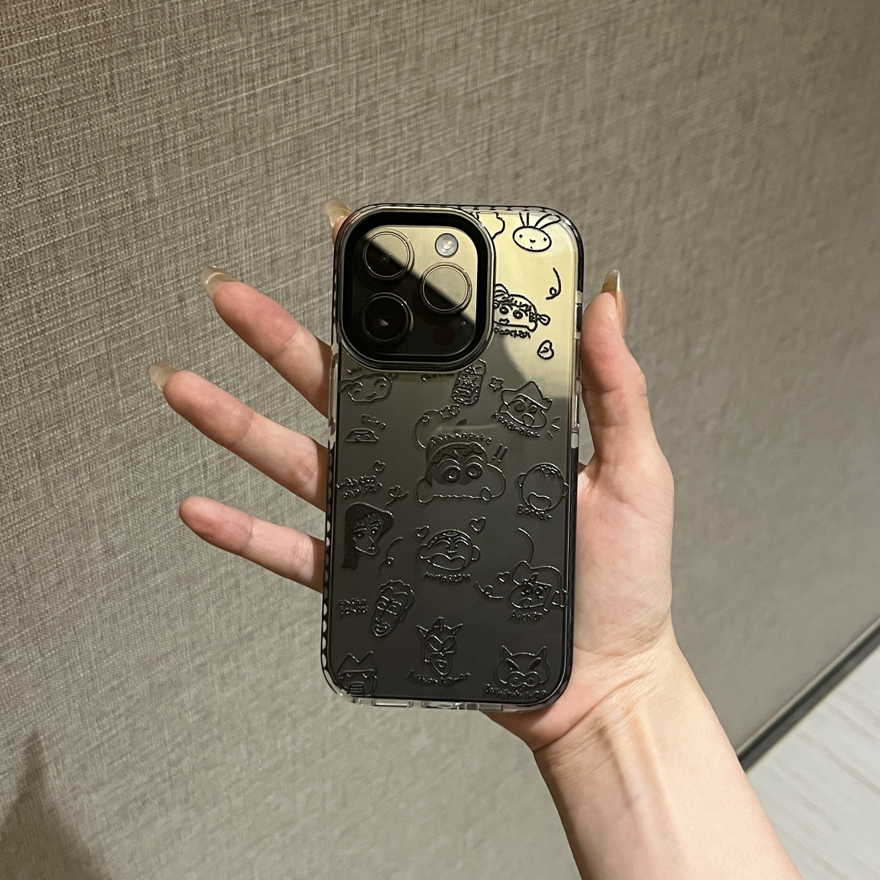 原创卡通黑色线条适用于苹果iphone17promax手机壳16promax黑边全包边防摔创意17PRO高级感13个性12可爱14