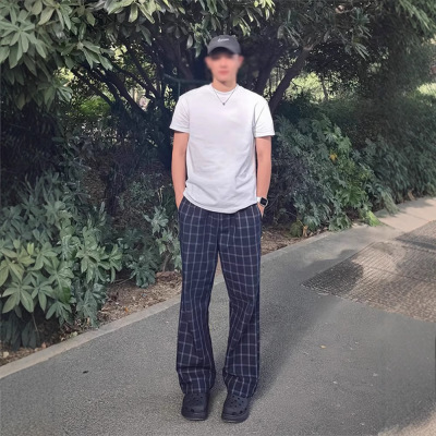 何以至此美式格子裤子男夏季薄款