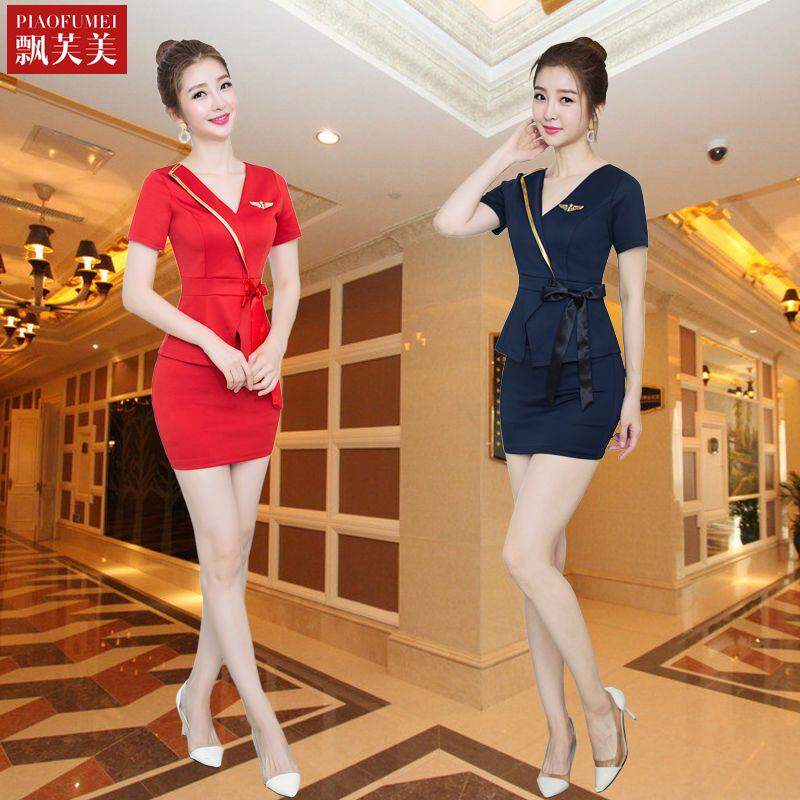 足疗女技师衣服足浴工作服女足疗店洗浴工装美容气质性感包臀套装
