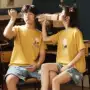 Mùa hè 2019 Cặp đôi tay ngắn mặc nhà mặc đồ nữ Cotton Cotton Quần short Bộ đồ ngủ Bộ đồ nam Cosplay nam - Cosplay quần áo cosplay