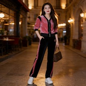 Ducurno金丝绒高端女人味2025春季 高级感小个子穿搭一整套女 新款