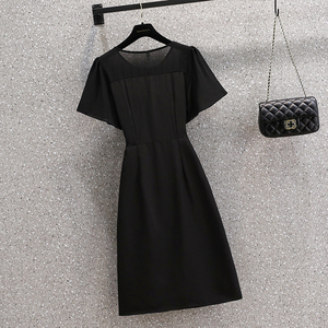 RM12978#夏季新款时尚大码拼接贵夫人百搭洋气高贵修身显瘦连衣裙