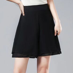 雪纺裙裤2022春夏季新款薄款休闲高腰显瘦阔腿短裤A字裙裤潮爆款