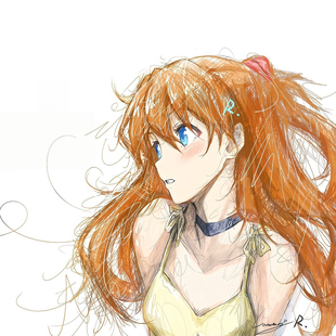 Steamed Fish Asuka明日香EVA线稿二次元动漫钢化玻璃鼠标垫女生