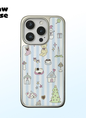 蓝色条纹礼物 黑边磁吸软壳亮面磨砂银边手机壳防摔少女ins风全包黑框17iphone16promax苹果15plus14pm13适用