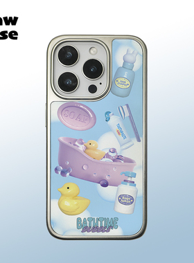 小黄鸭泡泡 银边软壳亮面磁吸黑边磨砂手机壳防摔可爱韩国小众全包黑框iphone16promax苹果15plus14pm17适用