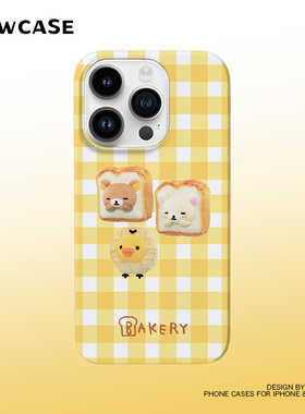 pawcase黄色面包小熊16菲林15promax手机壳14全包iphone13适用苹果二合一xs格子新款magsafe磁吸12可爱11硬壳