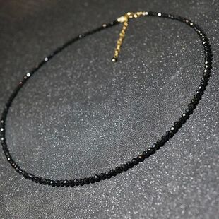 Trendy Chain Necklace Beads Choker Clear Black 3mm Short
