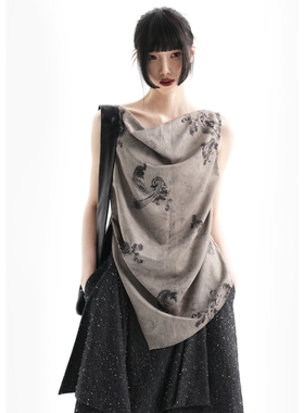 APOZi collection【澹澹系列】春夏百搭不规则背心文艺风荡领上衣