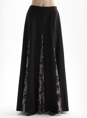 APOZi collection/镜水浮金/新中式半身裙女复古撞色水墨鱼尾半裙