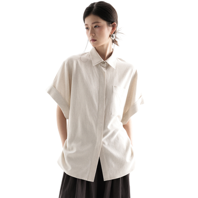 APOZi collection【衍生水墨】新中式棉麻衬衫复古文艺风百搭上衣