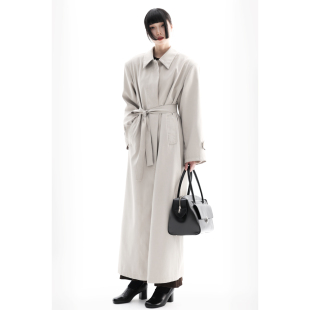 两色绒感中长款 山水哲学 风衣简约宽松系带外套 collection APOZi