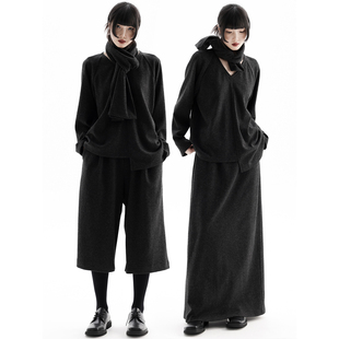 针织围巾上衣半身裙七分裤 APOZi 冬季 浮雾柔金 三件套 collection