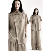 collection拟陶系列新中式 夏季 宽松纹理短袖 APOZi 陶胚衬衫 上衣女