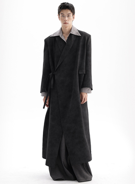 APOZi collection/镜水浮金/新中式中长款汉服秋冬季系带西装外套