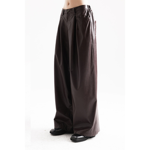 红酒高级感拖地裤 APOZi 美拉德高腰垂感皮裤 行诗系列 collection