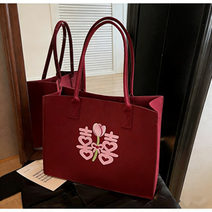 原创结婚囍包毛毡大容量单肩包新款 喜字手提礼品包回手礼袋 时尚