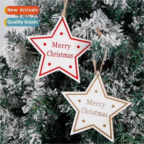 New Christmas e decoration wooden pentagram hanging decorati