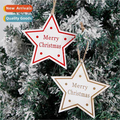 New Christmas e decoration wooden pentagram hanging decorati
