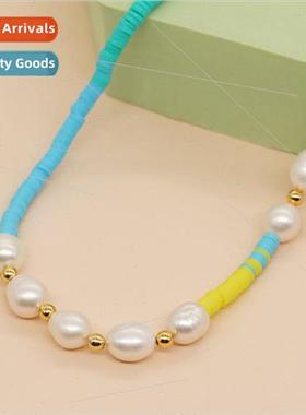 Bohemian Style Necklace Colorblocking Soft Ceramic Pearl Han