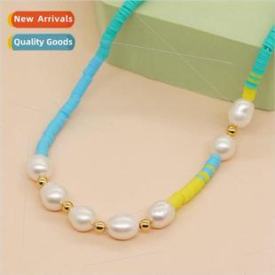 Bohemian Style Necklace Colorblocking Soft Ceramic Pearl Han