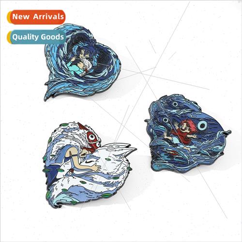 Cartoon creative princess and the white wolf brooch alloy oi