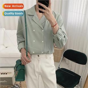 green double long thin sleev mens mint shirt Summer breasted