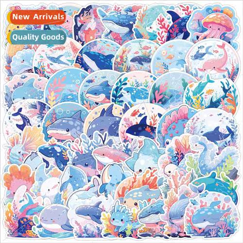 50 cartoon ocean series graffiti stickers water cup cell pho