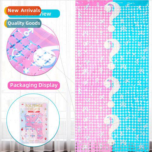 2m Blue and Pink Rain Curtains Baby Baby Gender Reveal Theme