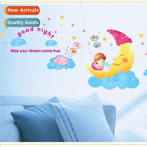 AY1907 girl on the moon cartoon warm wall stickers childrens