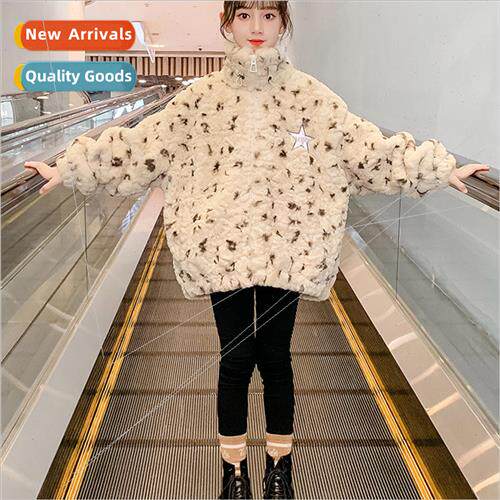 Girls lambswool jacket fall and winter 2023 new children thi
