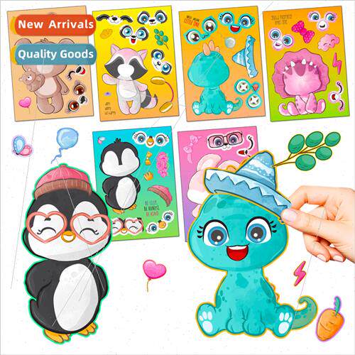 6/pack of small animal puzzle stickers cartoon stickers chil