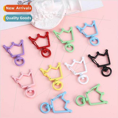 Candy Color Spray Paint Crown Shape Metal Keychain Hook DIY