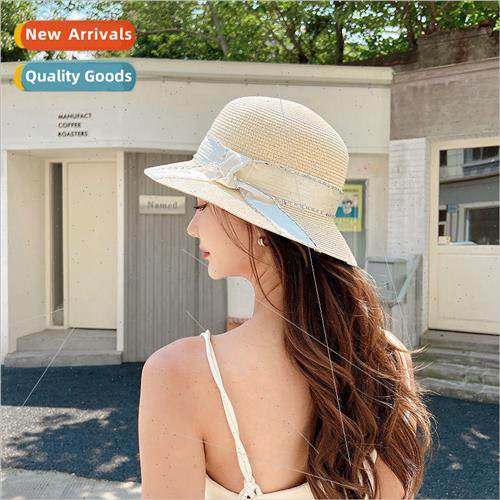 Ins section straw hat female summer foldable beach hat femal