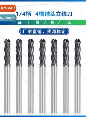 New 1/4 shank 4 flute ball end mill solid carbide CNC spiral