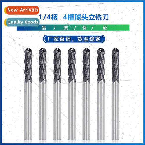 New 1/4 shank 4 flute ball end mill solid carbide CNC spiral