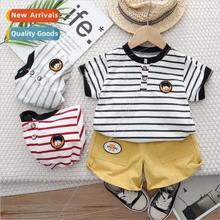 shirt suit childrens striped shor new lapel summer Boys 2023