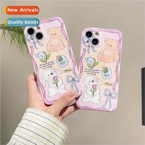 Korean  ins ribbon flowers rabbit bear 适用 Apple 13/12 phon