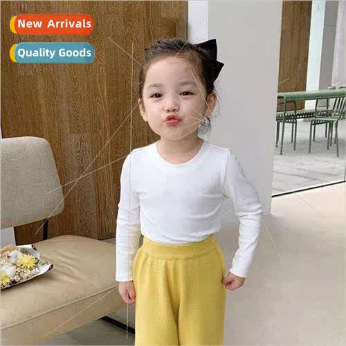 Containing cotton childrens solid color bottoming shirt spri