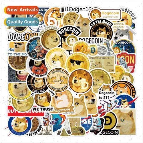 50 dog coins DOGE cartoon graffiti stickers guitar skateboar