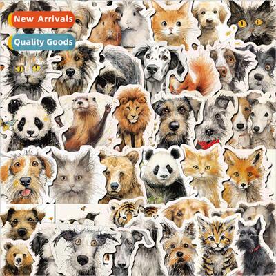 50 pcs of cute fried animal ins cute animal handbook sticker