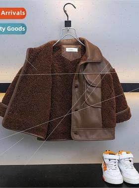 Boys padded jacket 2023 new baby winter plump handsome fur o